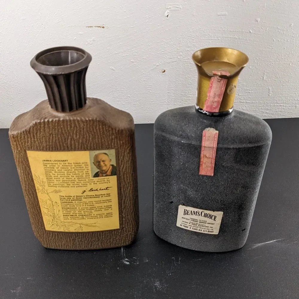 Lot Of 2 Vintage Jim Beam Decanters 1974 James Lockhart & Frosted On The Terrace